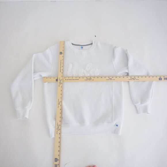 Russell Athletic White Cotton UCLA Spell Out Collegiate Crewneck Sweatshirt M - Picture 4 of 10